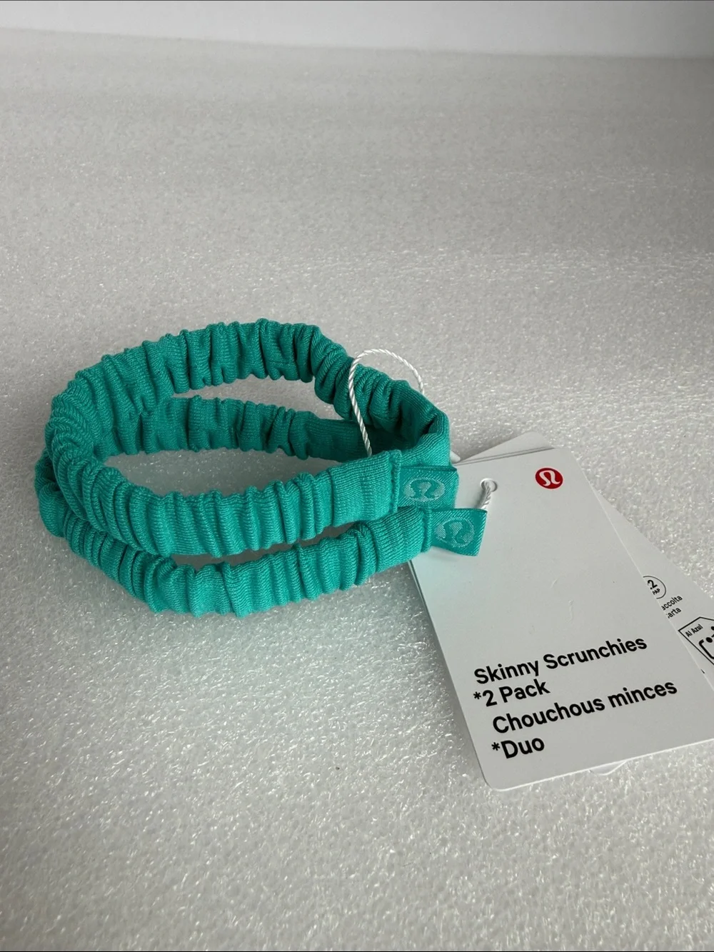 🆕 LULULEMON Skinny Scrunchies 2 Pack BTPC Teal / Turquoise Blue NWT